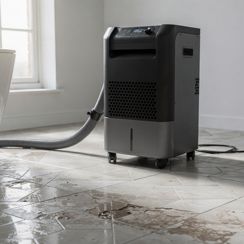 Industrieller Bautrockner in Wohnung mit Wasserschaden